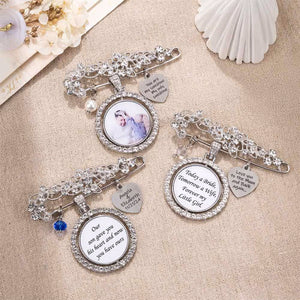 Today a Beautiful Bride Tomorrow a Loving Wife Always My Wonderful Daughter - Personalized Engraved Bouquet Charm Pin Brooch