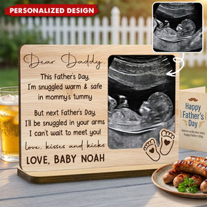 Dear Daddy Ultrasound Photo Wood Plaque-Gift For First Time Dad