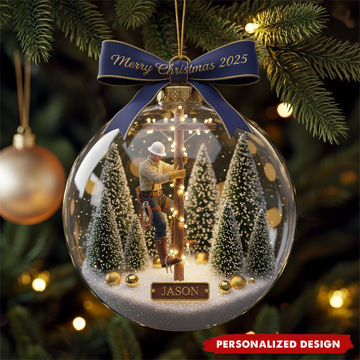 Honoring the Lineman Christmas Ornament Personalized Gifts For Lineman