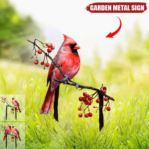 Cardinals Garden Metal Sign with Stake - Memorial Gift