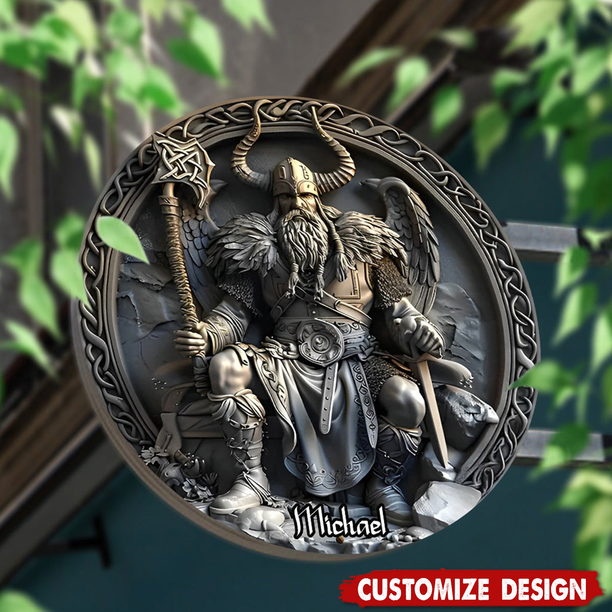 Viking - Personalized Viking Round Metal Sign