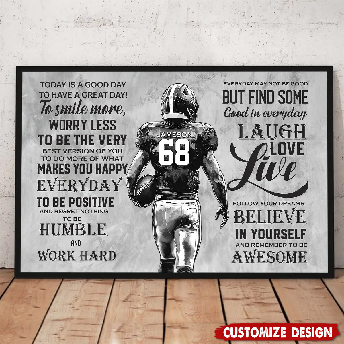 Today Is A Good Day-Motivational Personalized Football Boy Poster-Gift For Football Lovers