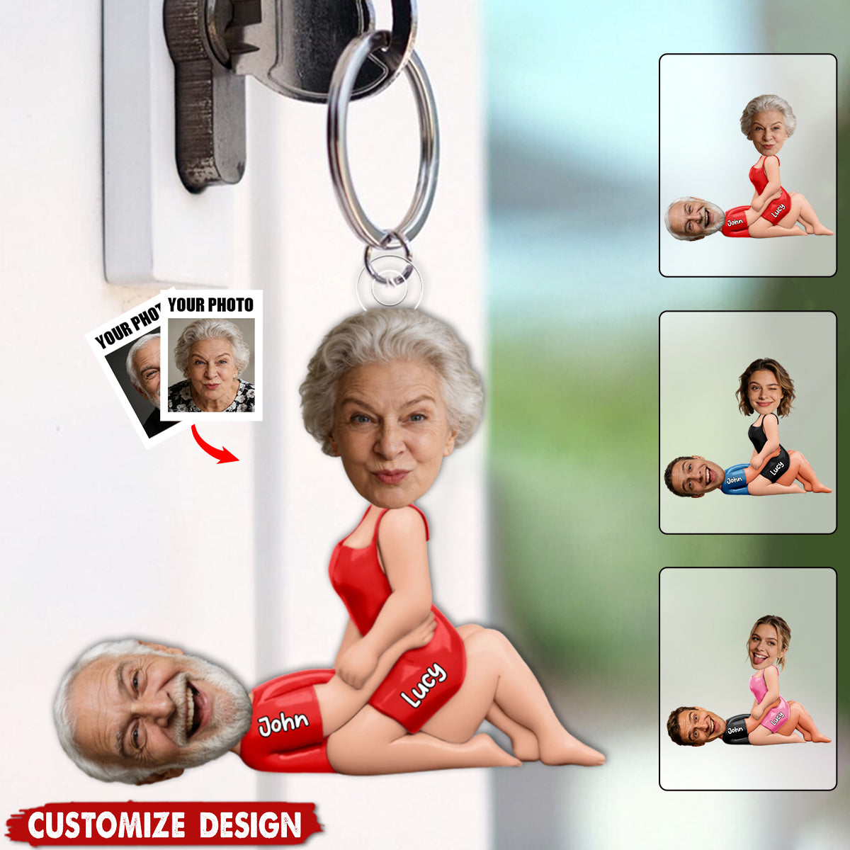 Personalized Naughty Photo AcrylicKeychain - Gifts For Couple