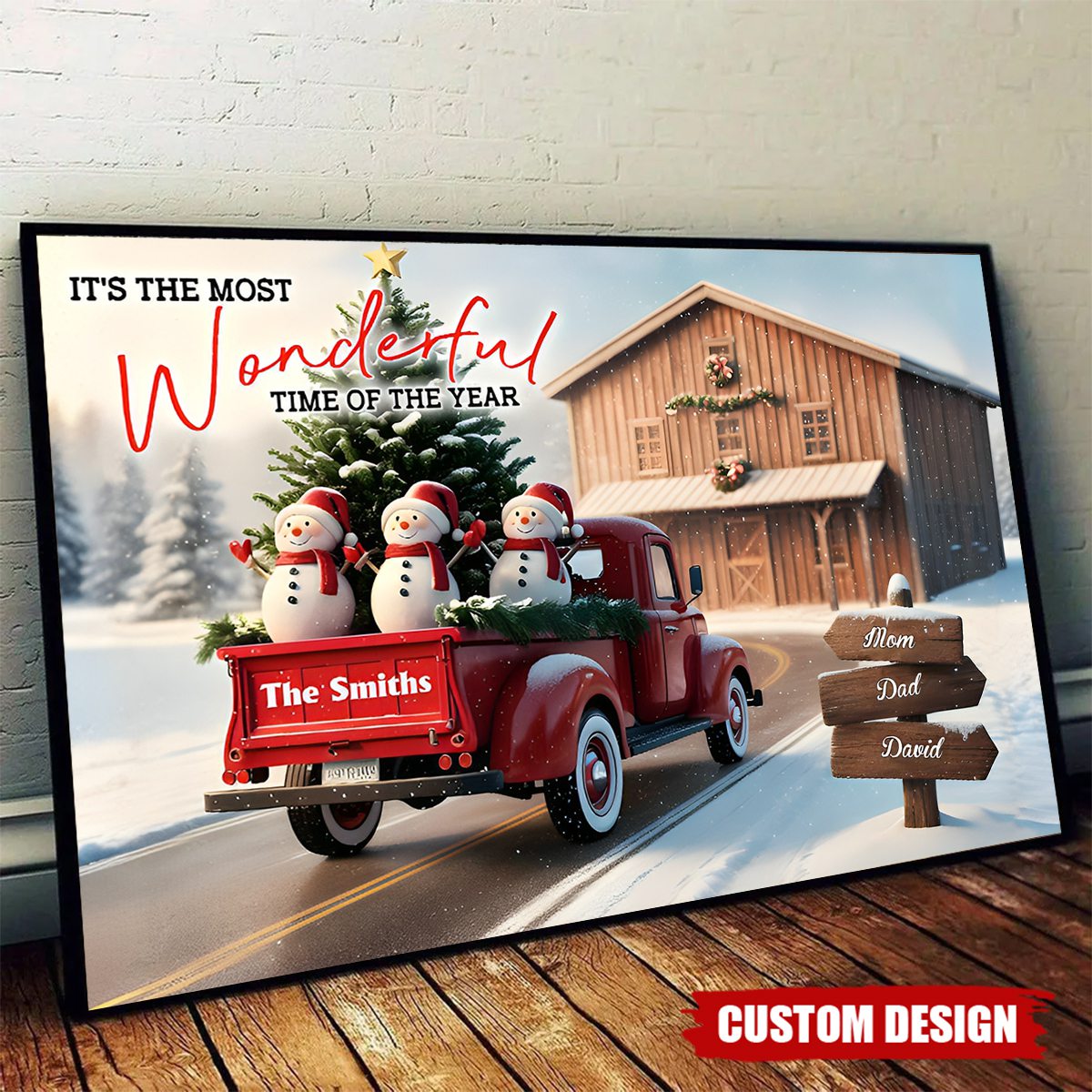 Rustic Christmas Family - Personalized Family Canvas And Poster