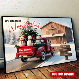 Rustic Christmas Family - Personalized Family Canvas And Poster