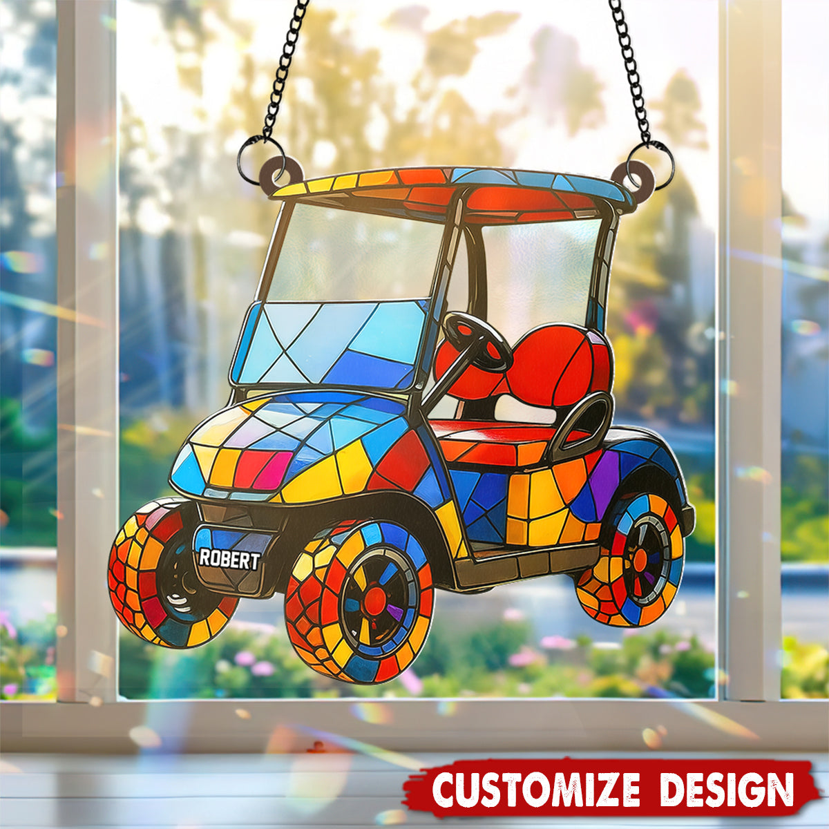 Personalized Golf Cart suncatcher - Gifts For Golf Lover