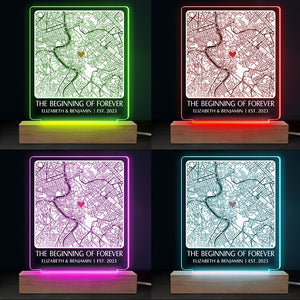 The Beginning Of Forever - Couple Personalized Shaped 3D LED Light - Gift For Couple