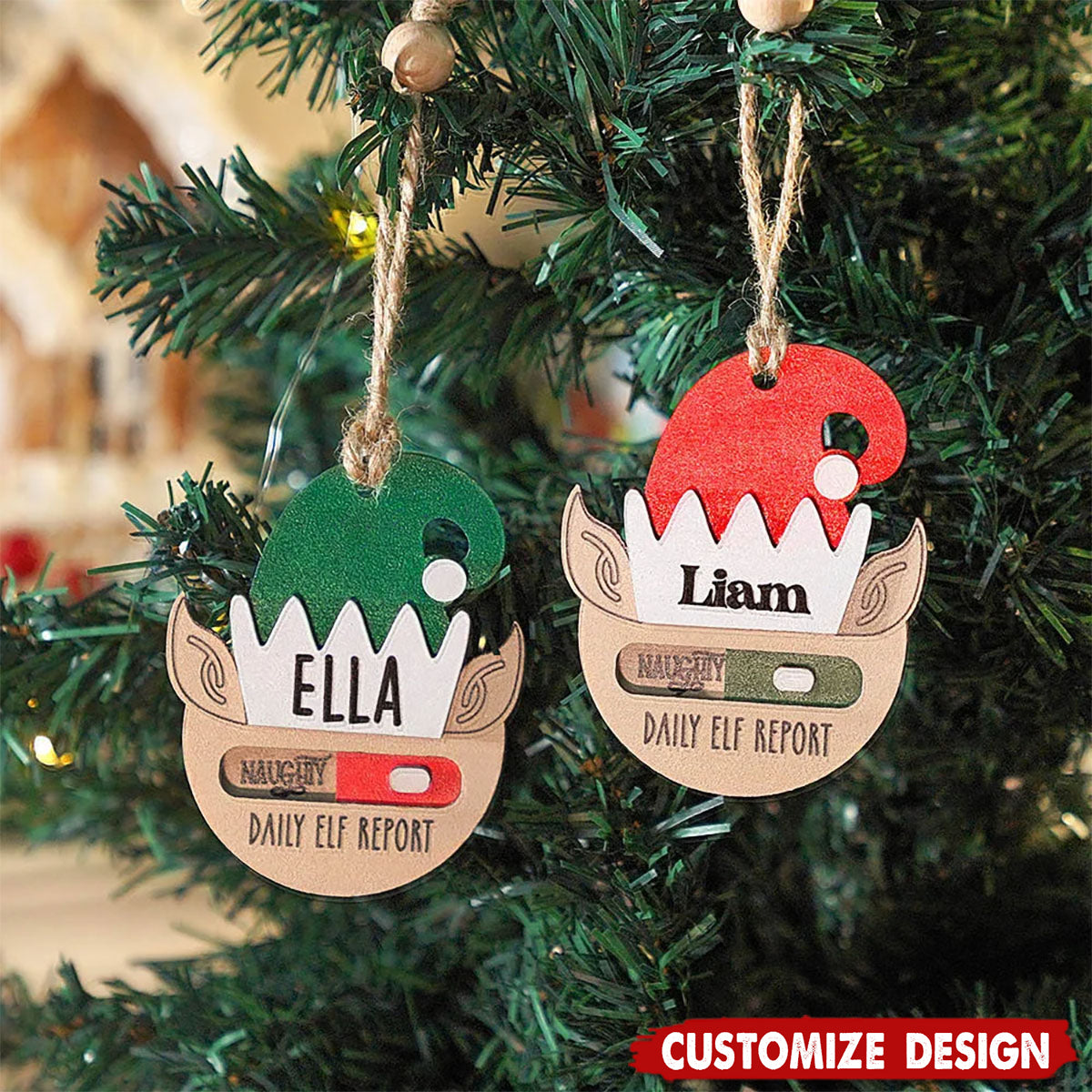 Personalized Daily Elf Report Christmas Ornament - Gift for Kids