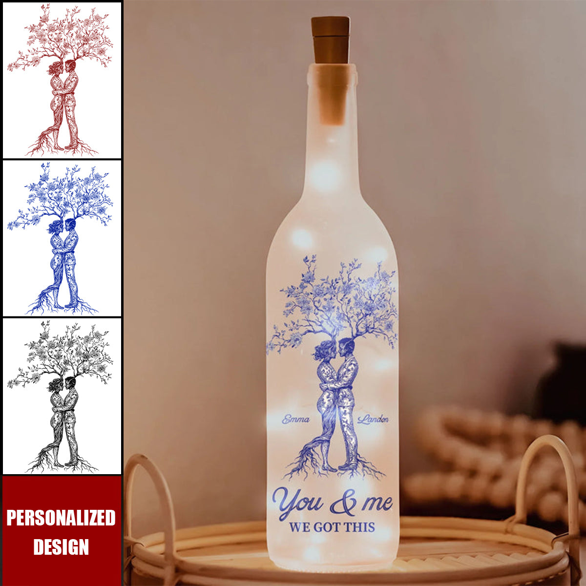 “You & Me, We Got This” Bottle Lamp-Custom Gift for Lovers, Personalized Home Décor