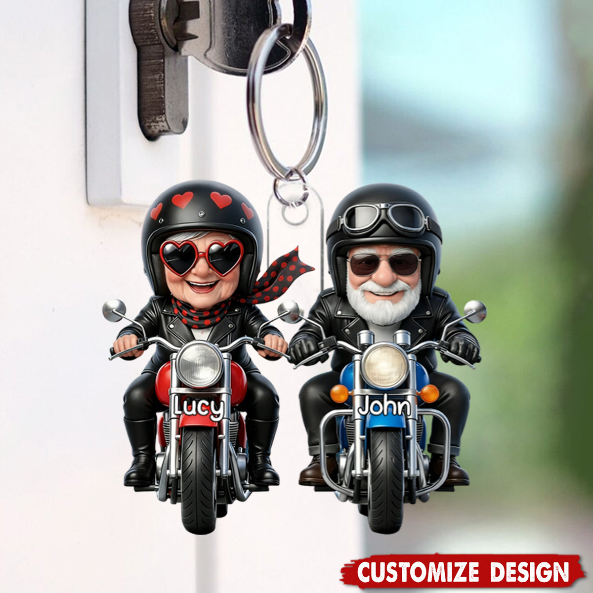 Hold Your Hand At 80 And Go Riding - Personalized Acrylic Keychain - Gift For Old Couple Motorcycle Enthusiasts