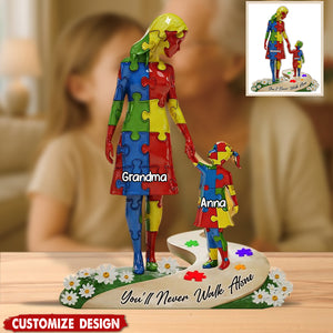 You'll Never Walk Alone - Personalized Autism Awareness Shaped Acrylic Plaque