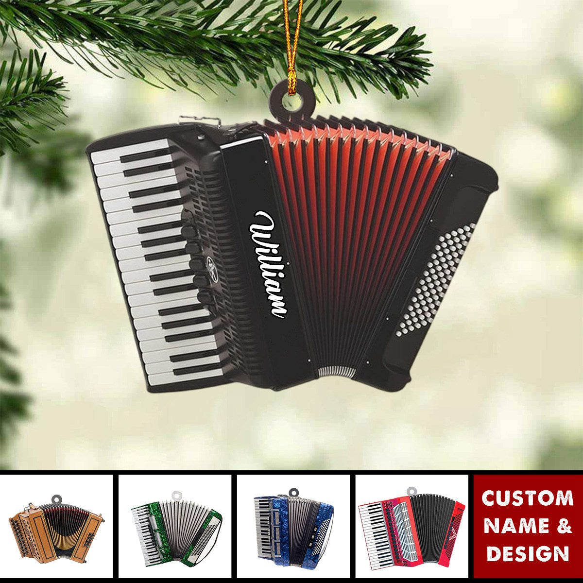 Personalized Accordion Christmas Ornament-Gifts Music Teacher Gifts Orchestra Accordion - 2024 New Release