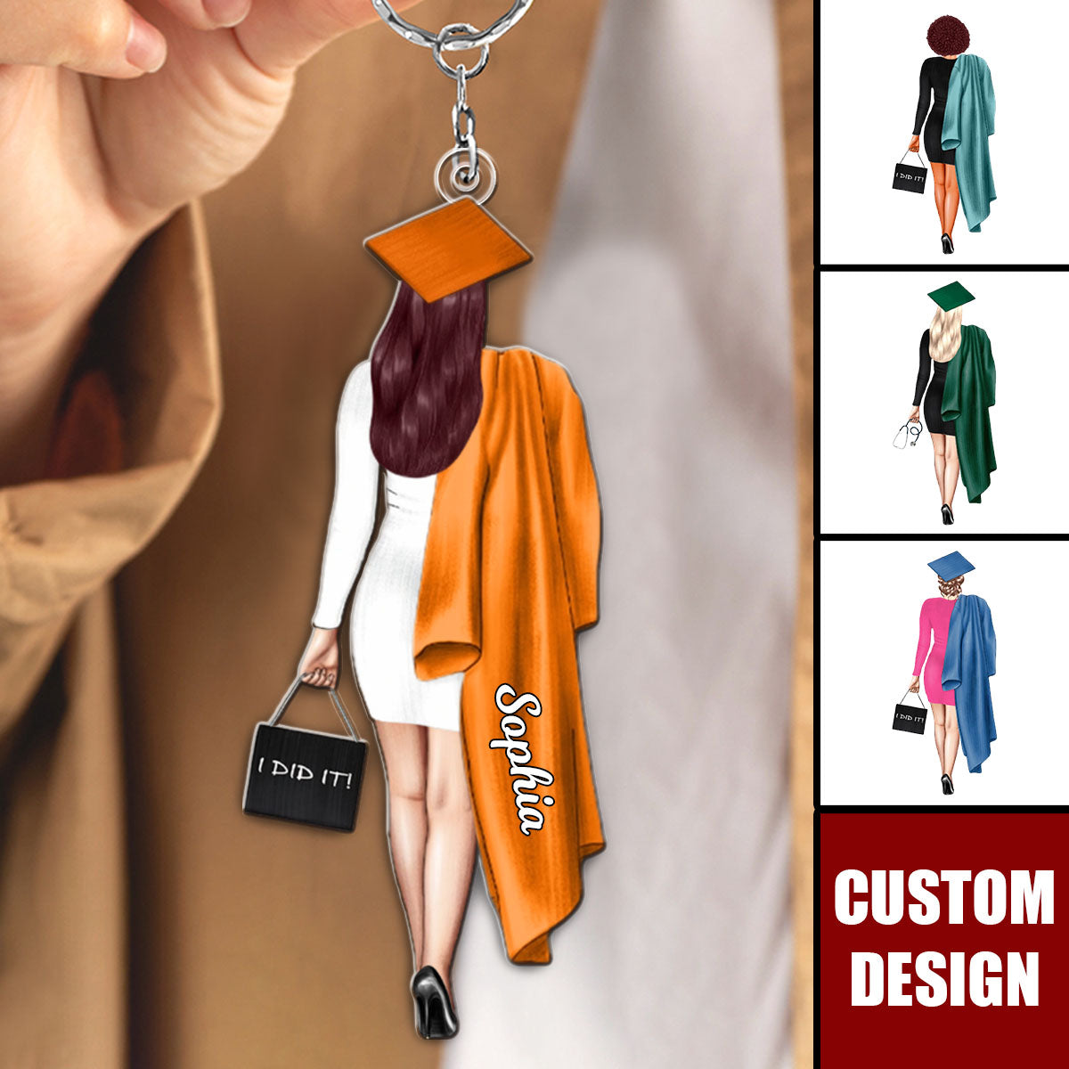 Personalized Graduation Girl Keychain