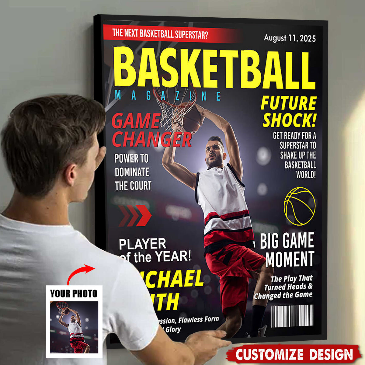 Personalized Basketball Magazine Cover Poster - Basketball Lovers Gift