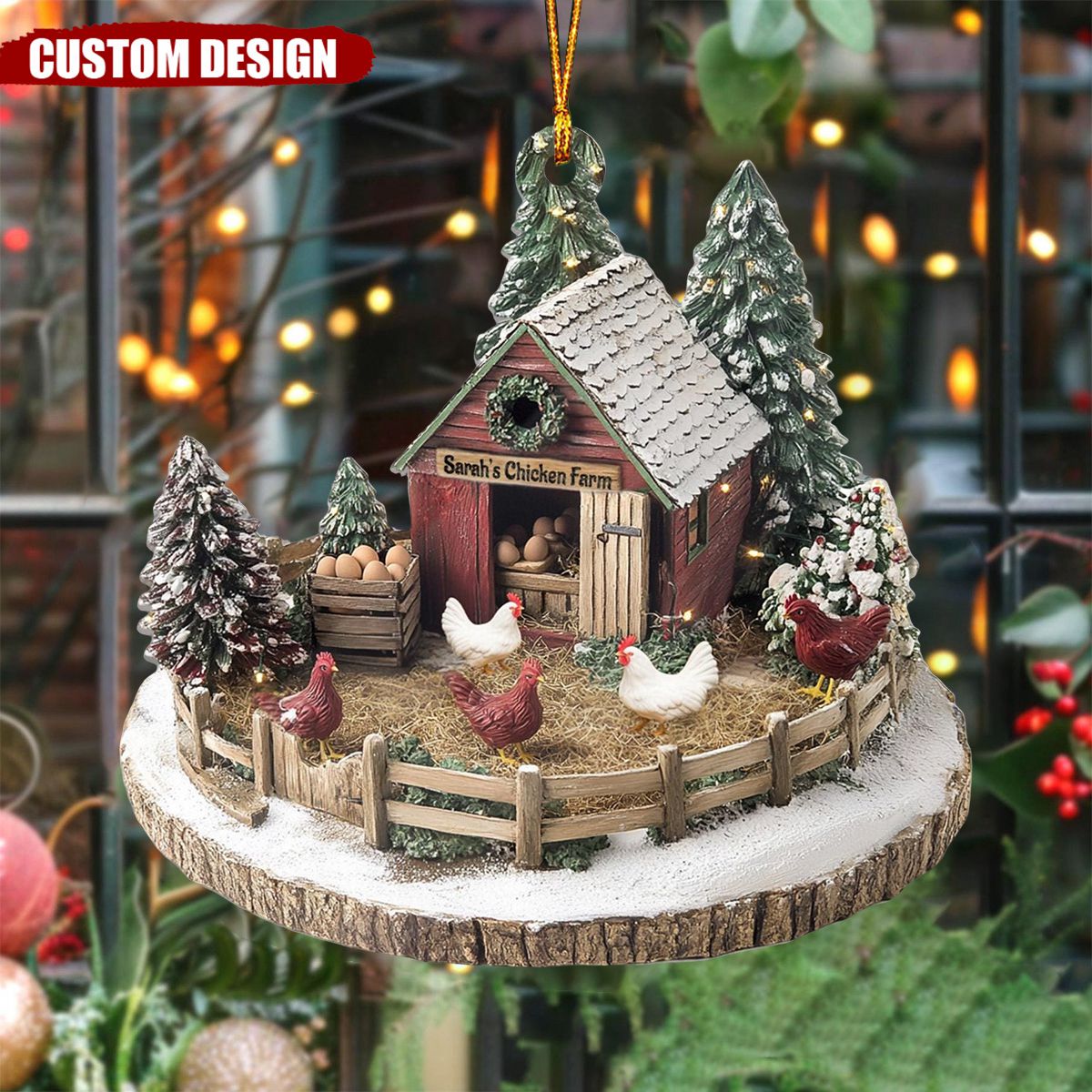 Personalized Dreamy Chicken Farm Ornament-Gifts For Chicken Lovers
