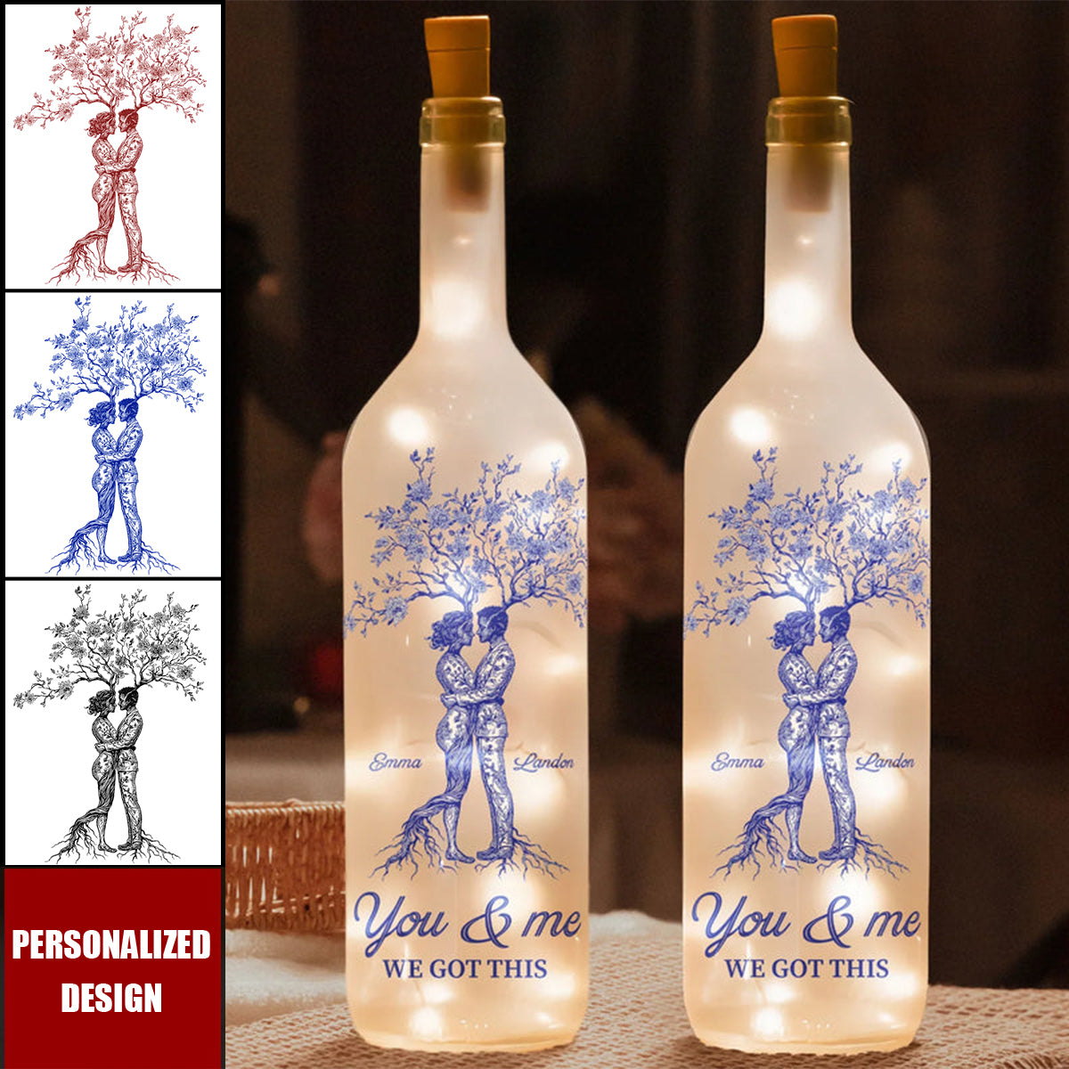 “You & Me, We Got This” Bottle Lamp-Custom Gift for Lovers, Personalized Home Décor