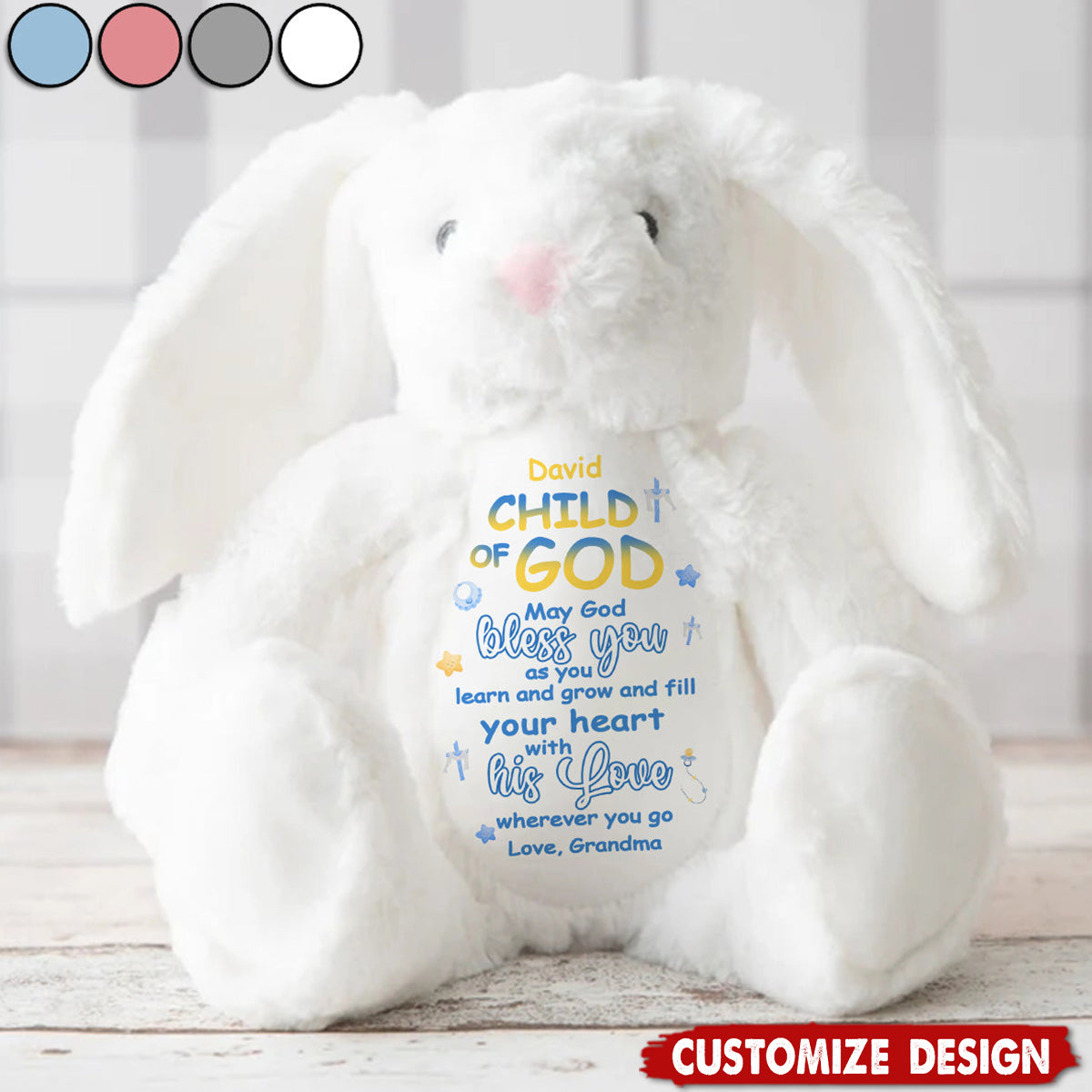 May God Bless You - Personalized Stuffed Bunny