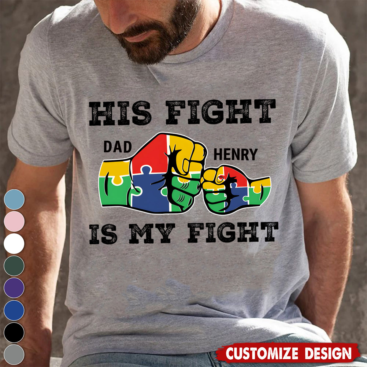 His Fight Is My Fight - Personalized Autism Unisex T-shirt