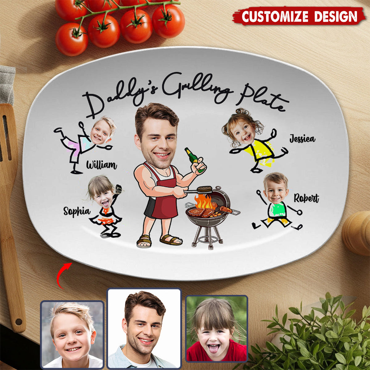 Daddy Grilling Plate - Father's Day Gift For Dad, Grandpa