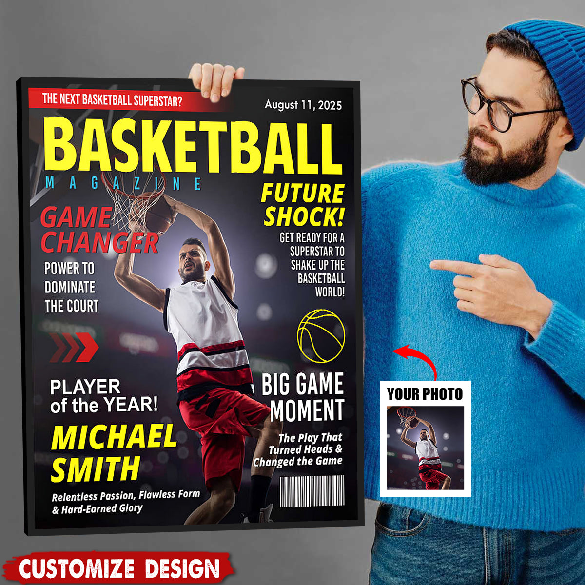 Personalized Basketball Magazine Cover Poster - Basketball Lovers Gift