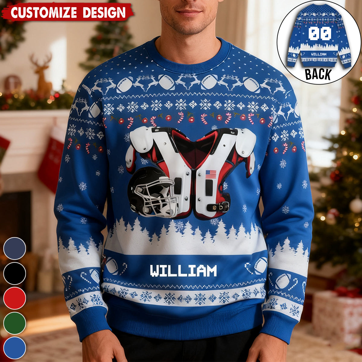 Personalized American Football Ugly Sweatshirt - Gift For American Lovers