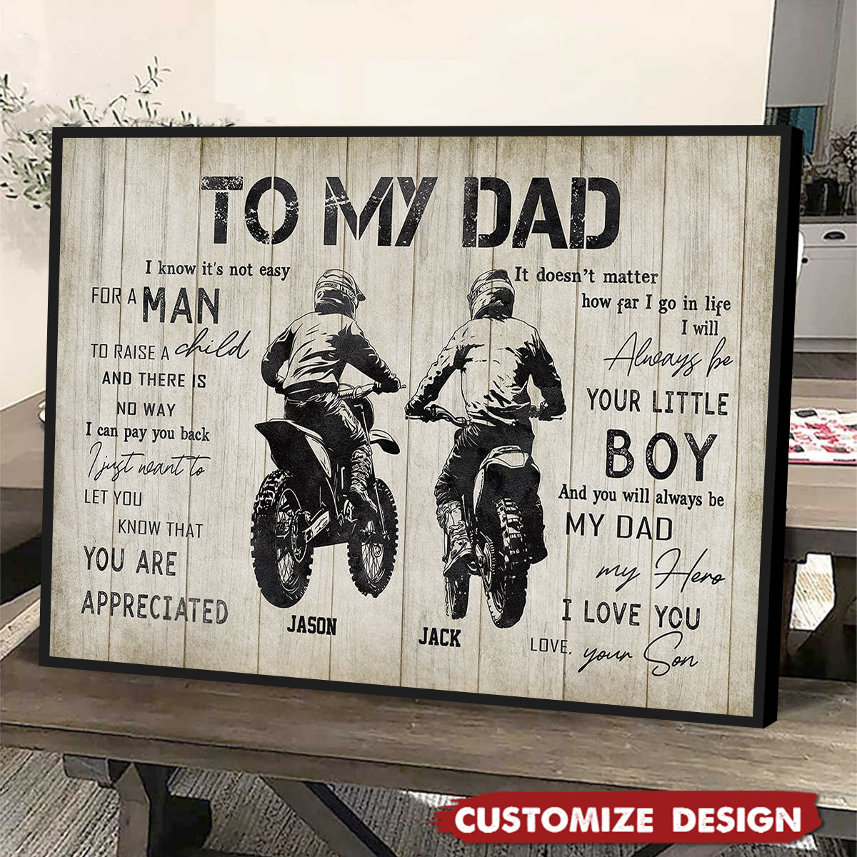Personalized Motocross Dad Son Poster - Birthday,Father's Day Gift For Motocross Lovers