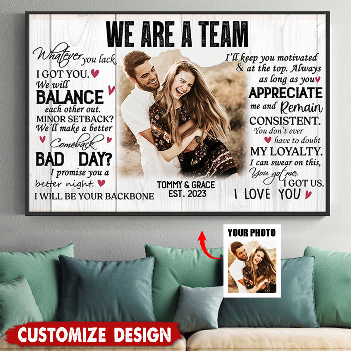 We Are A Team Personalized Couple Poster - Anniversary Gift For  Wife,Husband