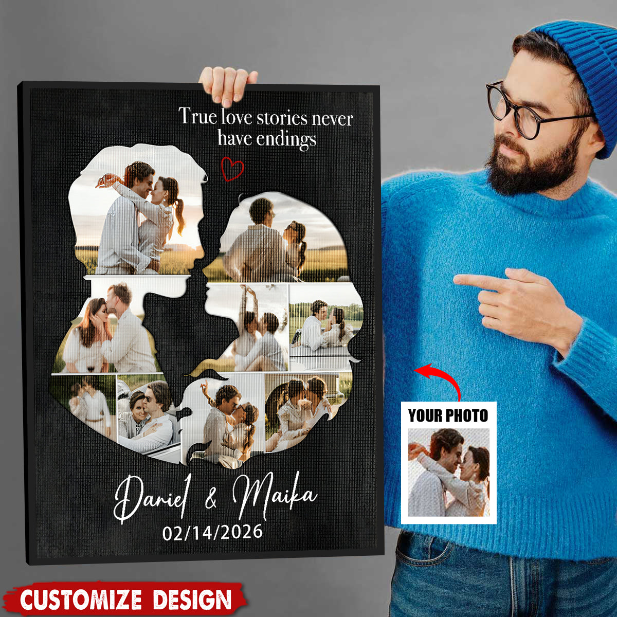 Personalized Couples Canvas Poster - Gift For Husband Wife, Couples