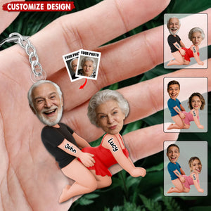 Naughty Personalized Photo Acrylic Keychain - Gifts For Couple