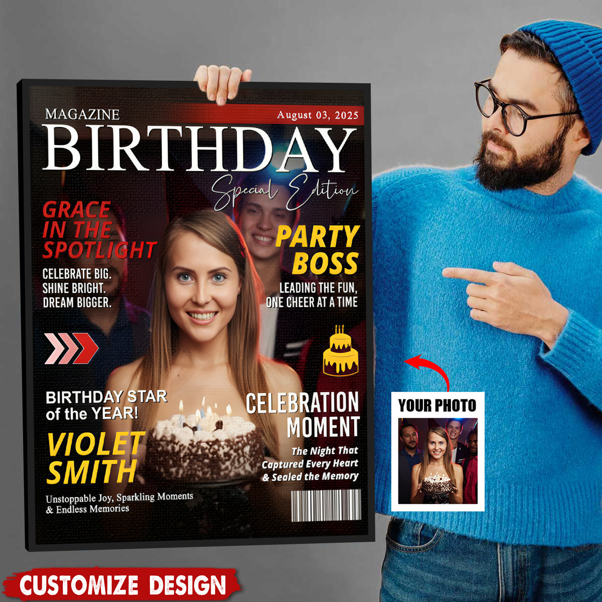 Personalized Birthday Magazine Cover Poster