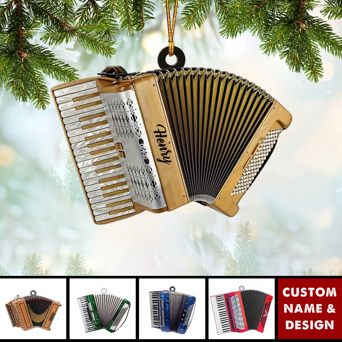 Personalized Accordion Christmas Ornament-Gifts Music Teacher Gifts Orchestra Accordion - 2024 New Release