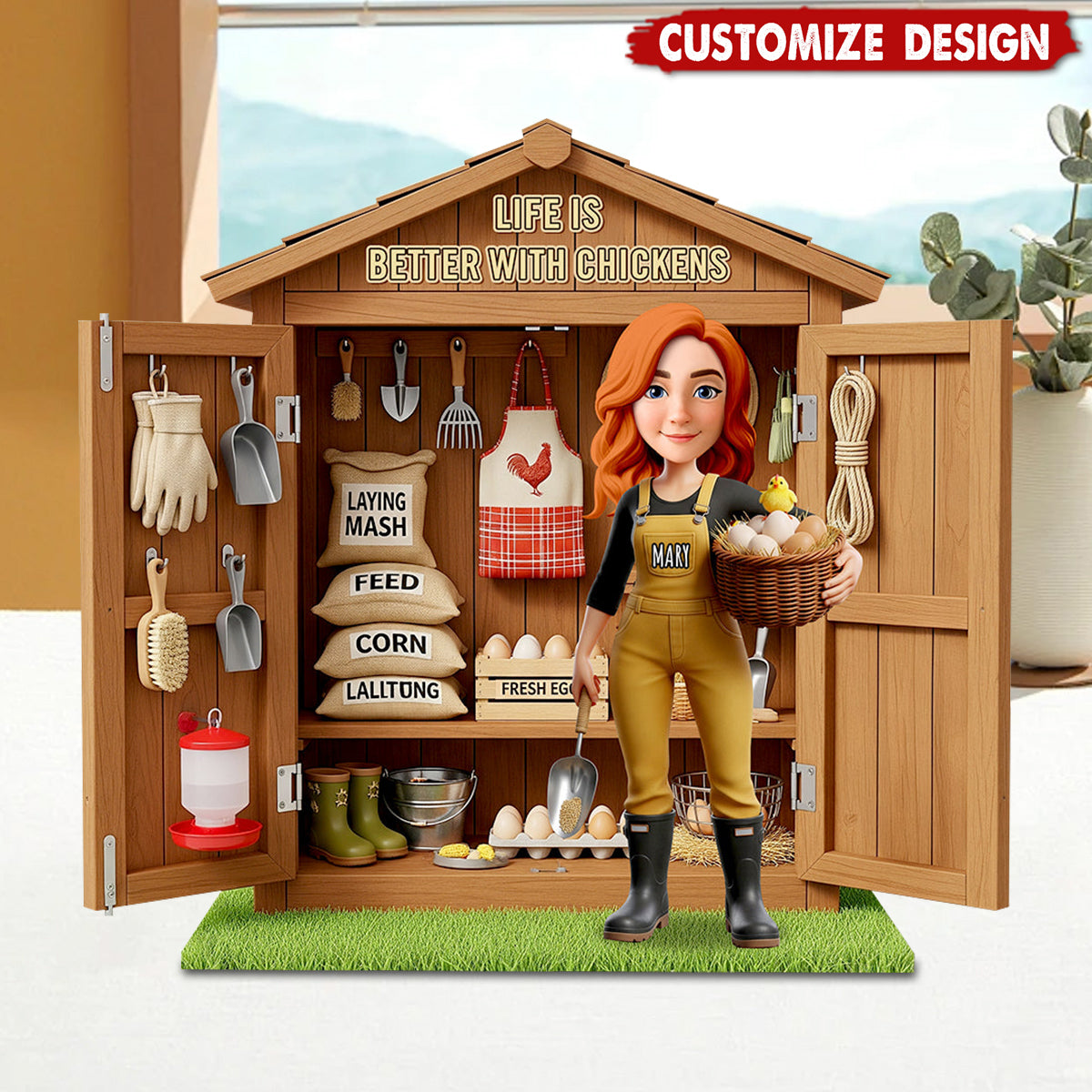 Chicken Girl Acrylic Plaque Personalized - Gifts For Farmers