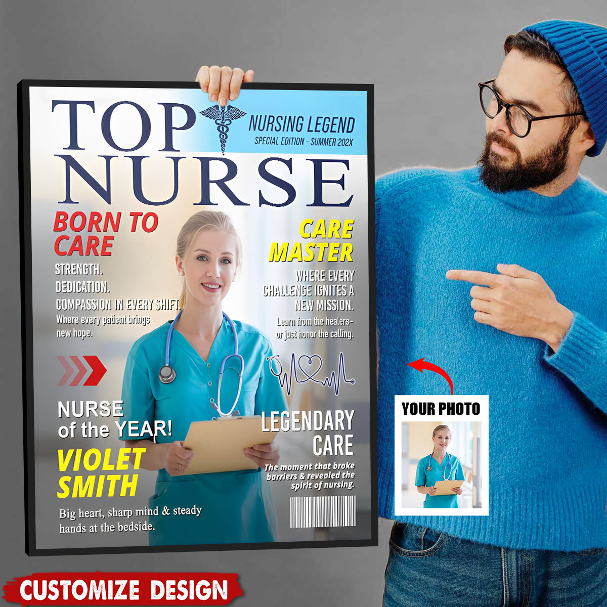 Personalized Top Nurse Magazine Cover Poster - Gift for Nurse