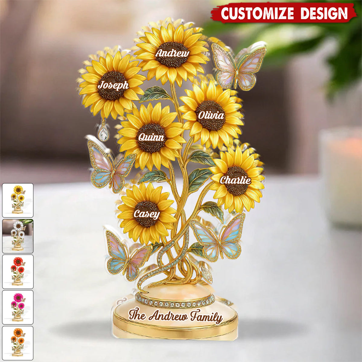 Our Family Sunflowers - Personalized Shaped Acrylic Plaque