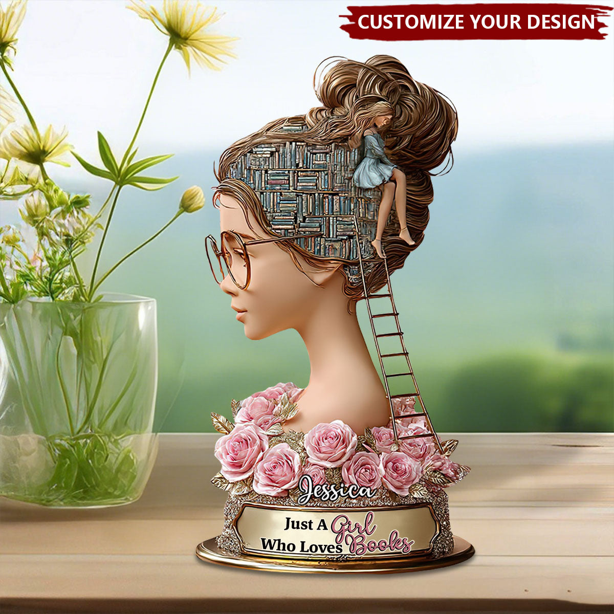 Just A Girl Who Loves Book - Personalized Book Custom Shaped Acrylic Plaque