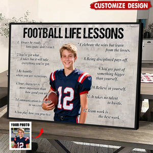 Personalized Upload Photo Football Life Lessons Poster - Gift For Football Lovers