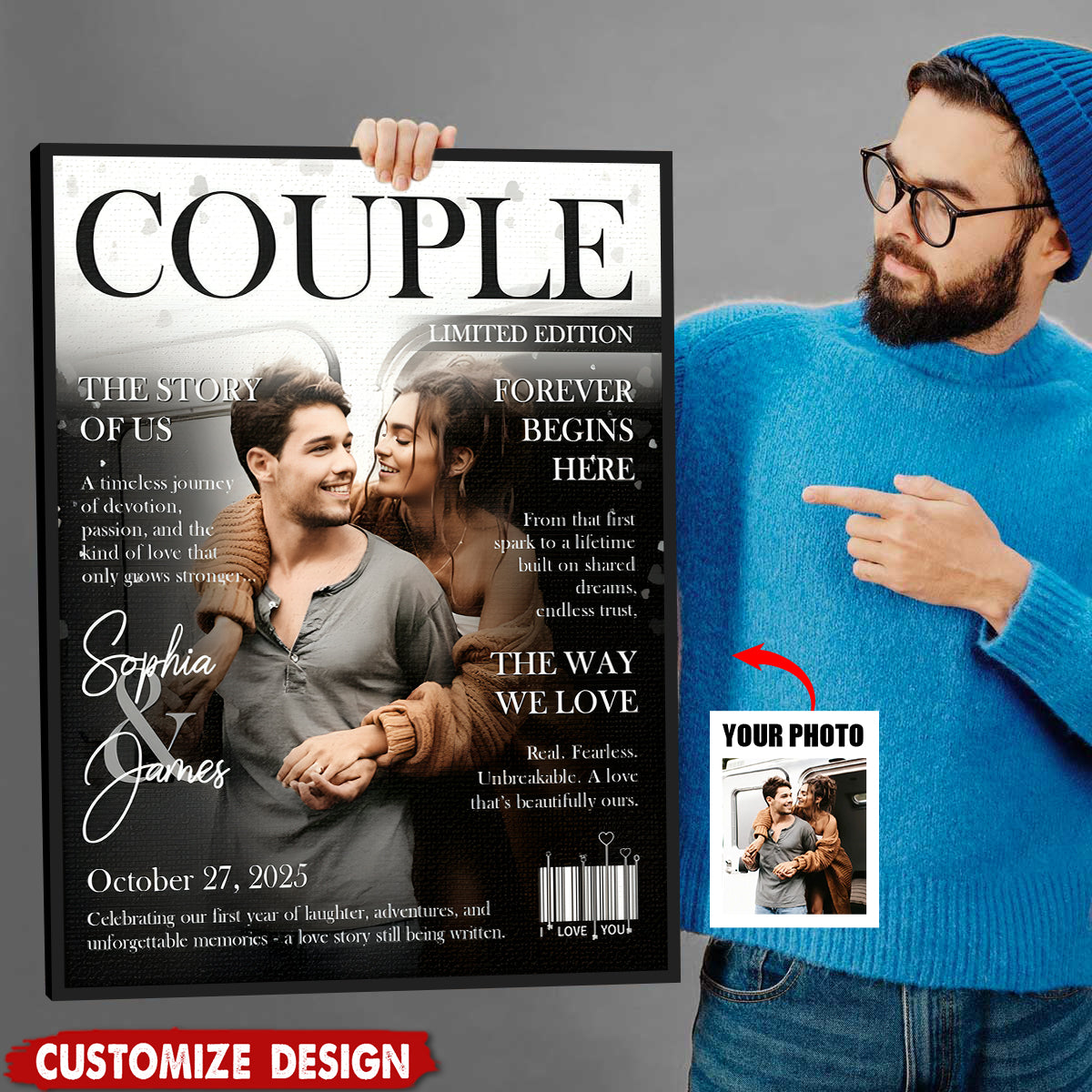 Personalized Love Story Couple Magazine Cover Canvas - Gift For Romantic Couple