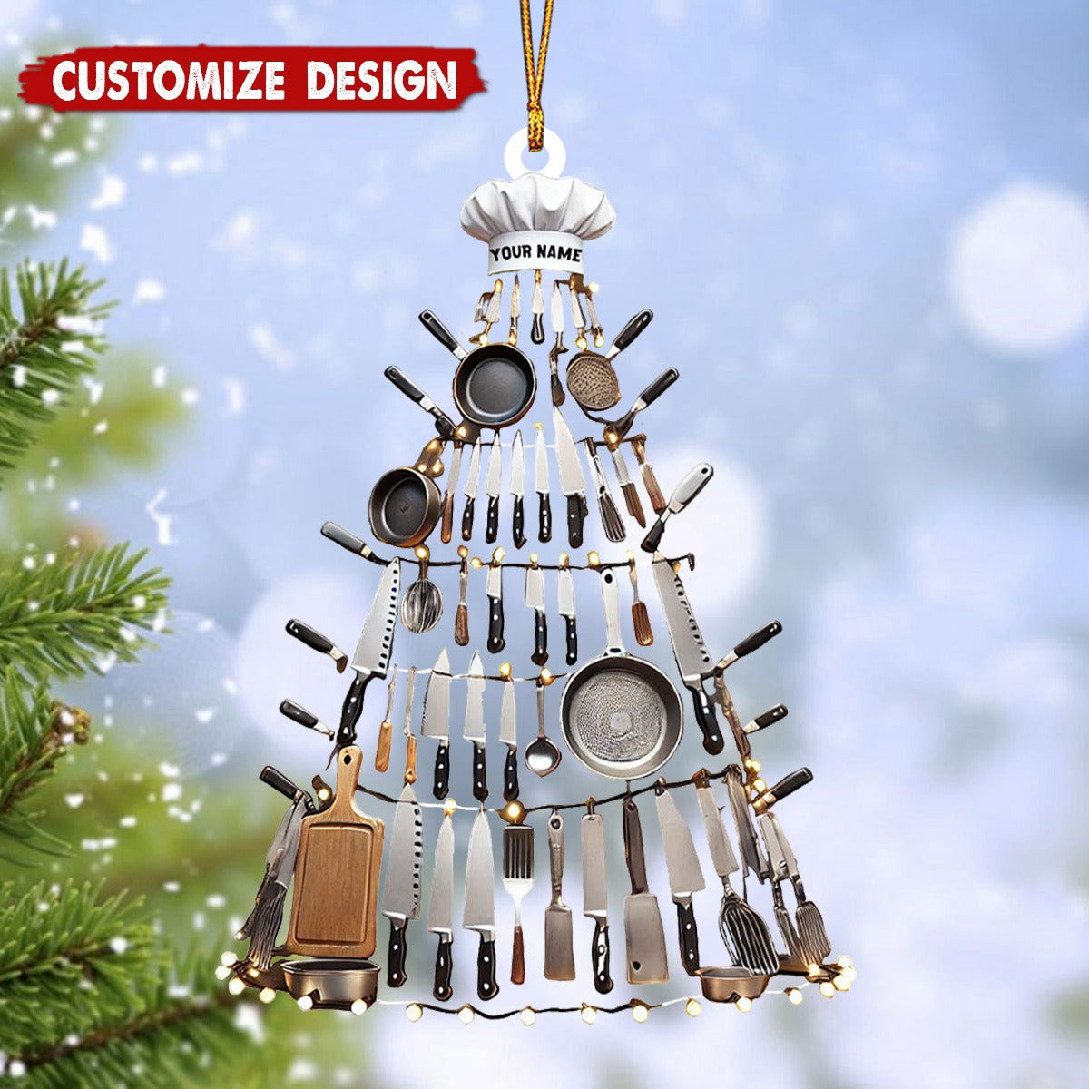 Personalized Kitchen Tool Christmas Tree Ornament, Gift for Chef, Housewife