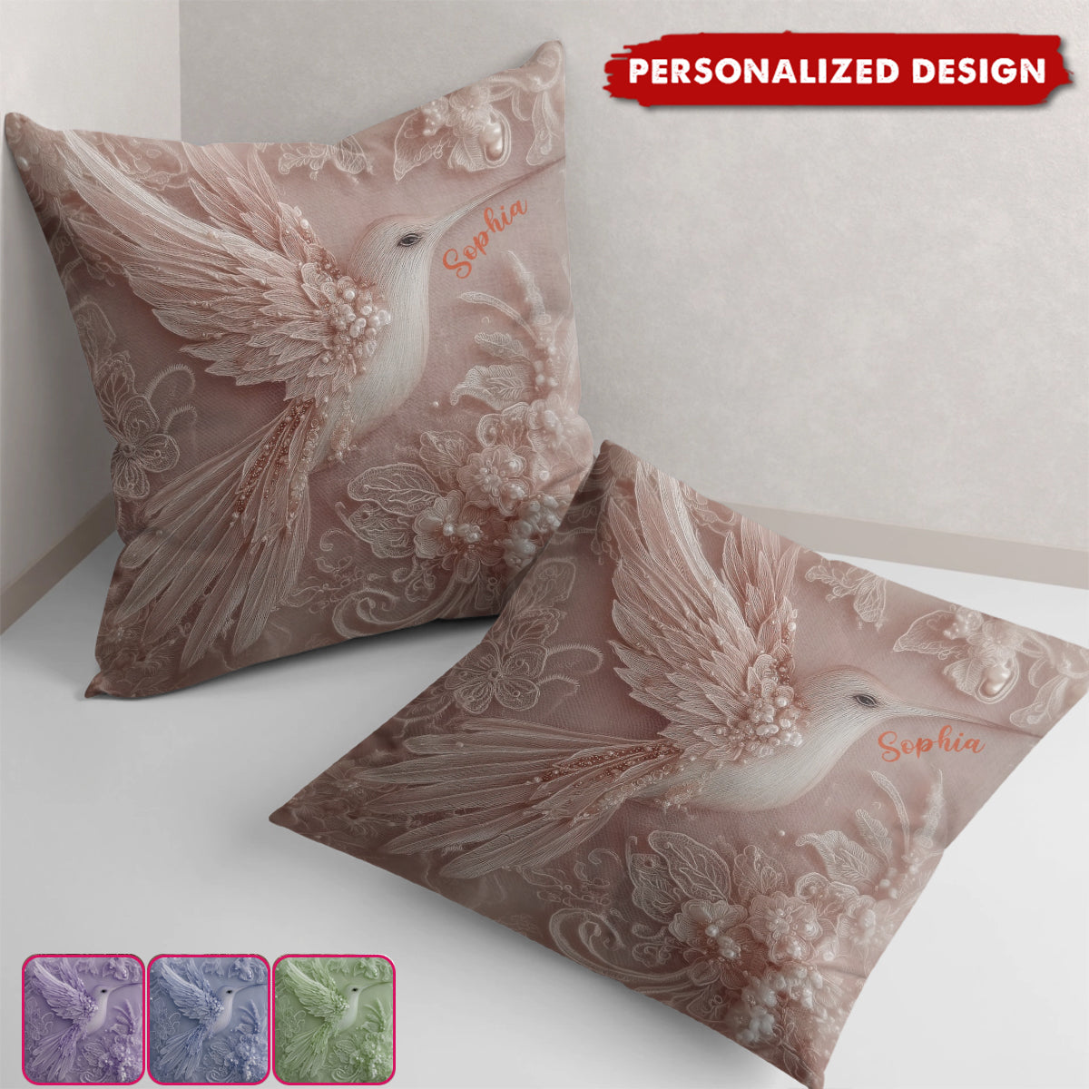 Beautiful Hummingbird - Personalized Hummingbird Throw Pillow