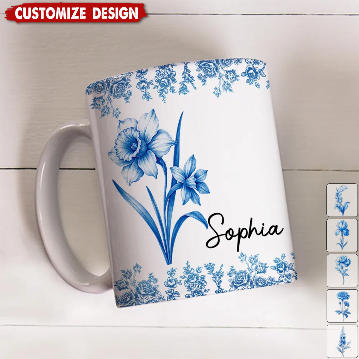 Friends Are Flowers That Never Fade Toile - Personalized Coffee Mug