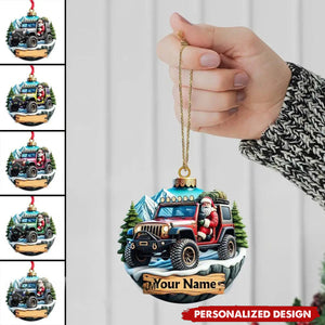 Custom Name Santa Ride Ornament, Santa Christmas Gift