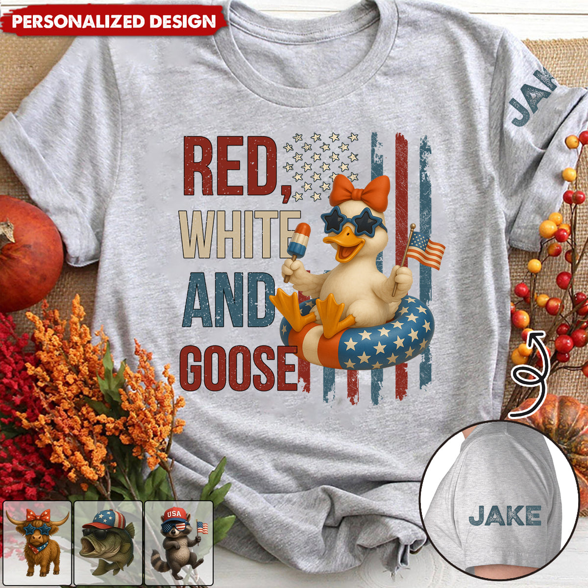 Red White And Animal Patriotic - Personalized Unisex T-Shirt
