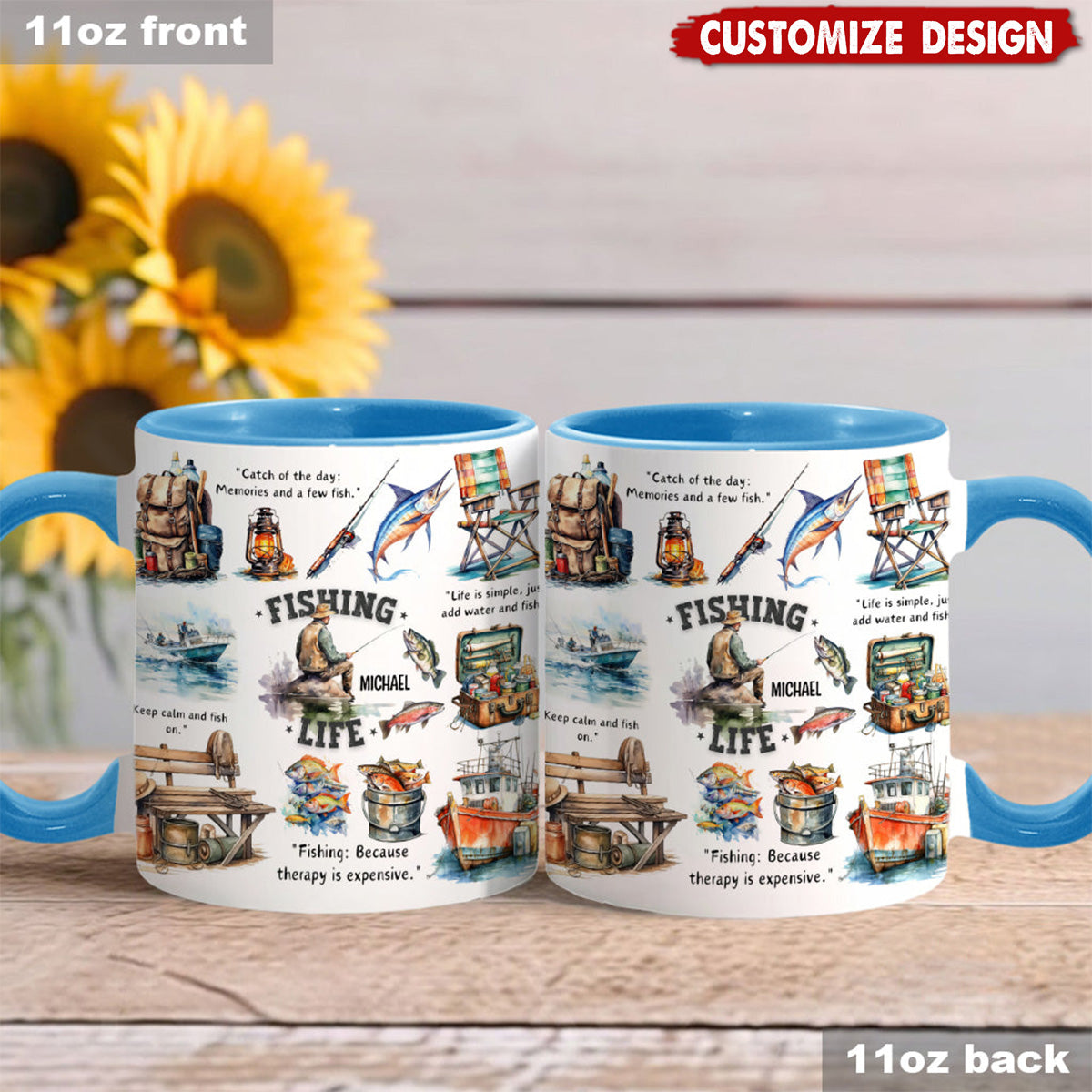 Personalized Fishing Accent Mug - Gift For Fishing Lovers