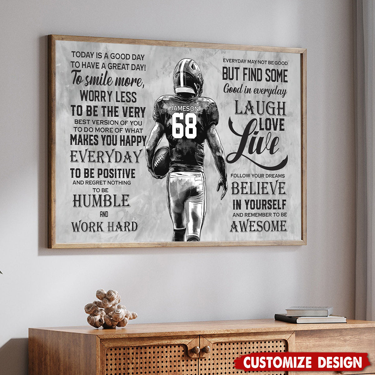 Today Is A Good Day-Motivational Personalized Football Boy Poster-Gift For Football Lovers