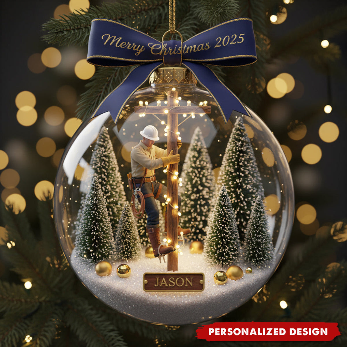 Honoring the Lineman Christmas Ornament Personalized Gifts For Lineman