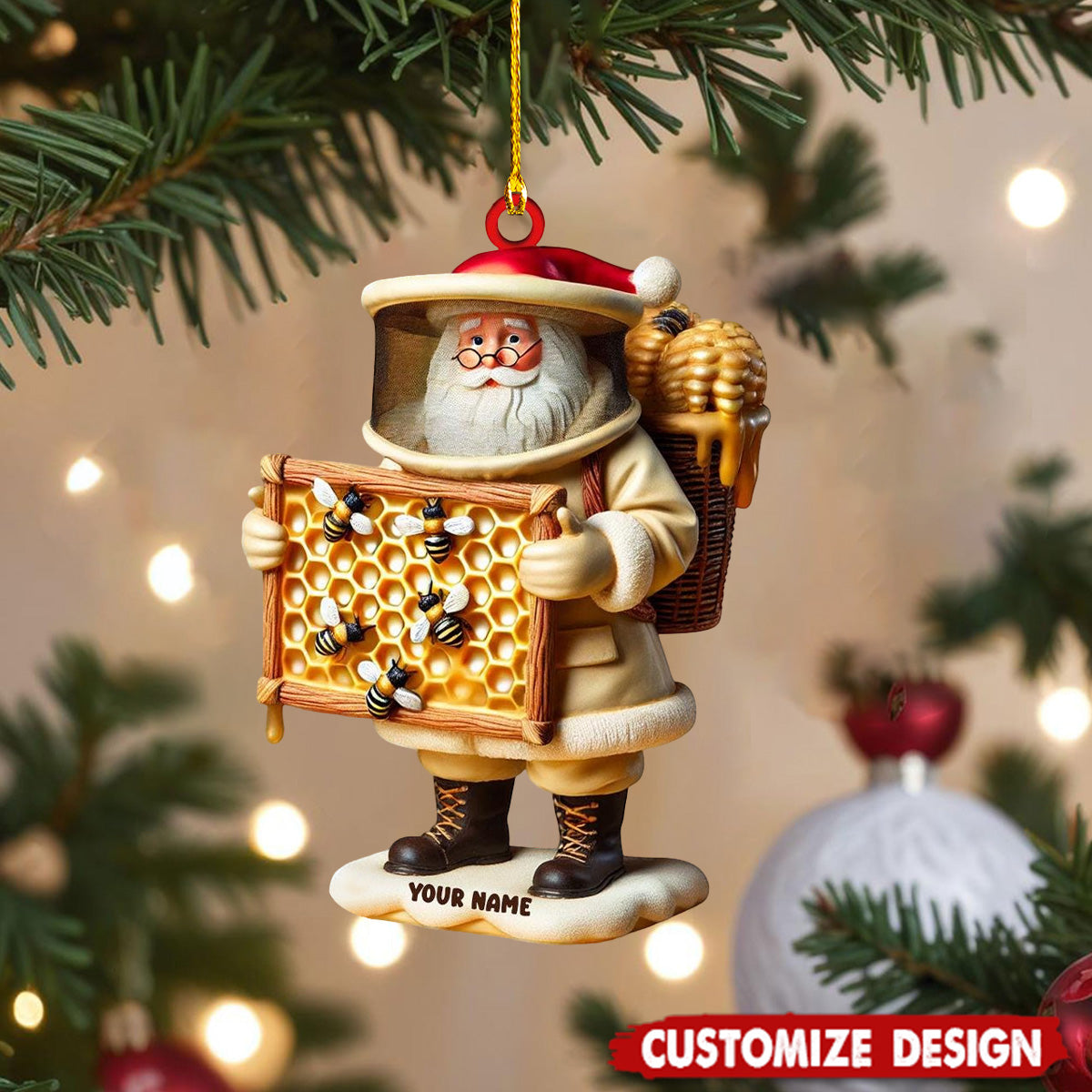 Personalized Beekeeper Santa Christmas Ornament Gift For Beekeepers-2024 New Release