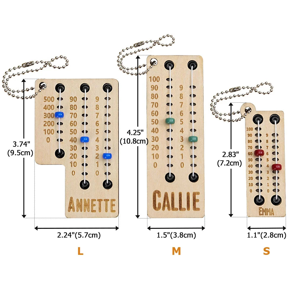 Personalized Multicolor Beaded Wooden Sewing Row Counter with Engraved Name Knitting Tool to Assist Counting Gift for Knitting Lovers