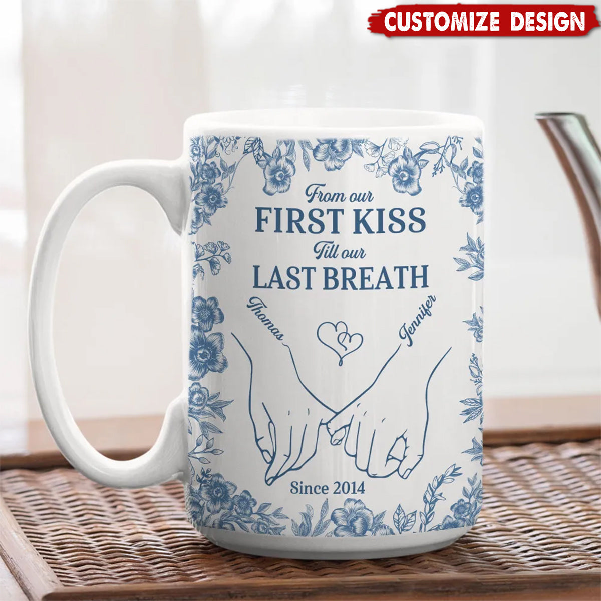 First Kiss - Personalized Custom Coffee Mug - Gift For Couple