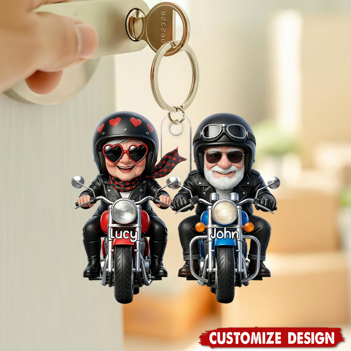 Hold Your Hand At 80 And Go Riding - Personalized Acrylic Keychain - Gift For Old Couple Motorcycle Enthusiasts