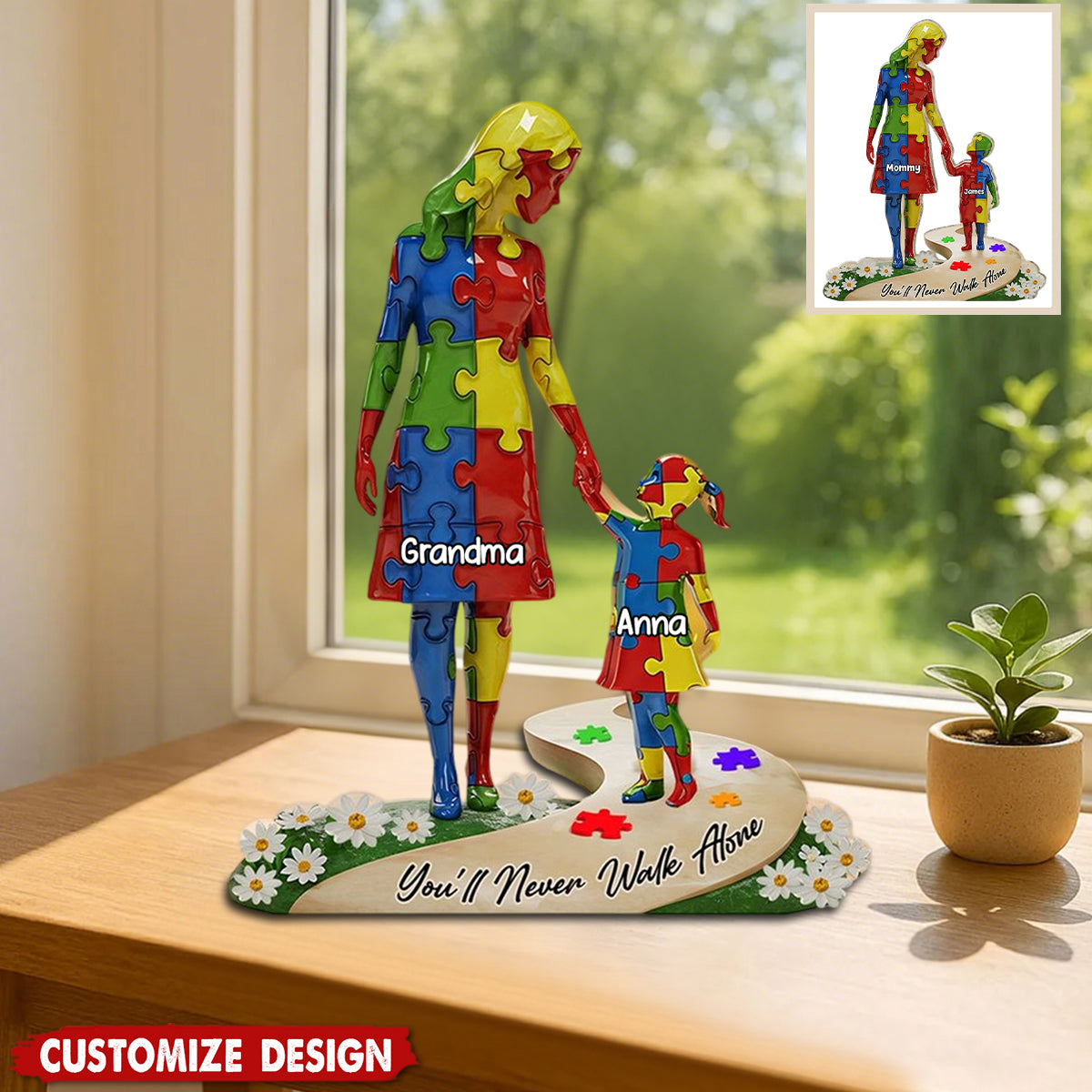 You'll Never Walk Alone - Personalized Autism Awareness Shaped Acrylic Plaque